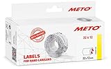 Etiquetas Meto para etiquetadoras manuais 9506155 (22 x 12 mm, 1 linha, 6000 unidades, aderência permanente, para Meto, Contact, Sato, Avery, Tovel, Samark, etc.) 6 rolos, branco