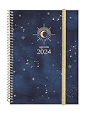 Finocam - Agenda 2024 Spiral Design Collection Week Horizontal View January 2024 - December 2024 (12 months) Moon Spanish