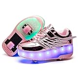 Chaussures à roulettes Baskets à deux roues pour garçons et filles Baskets lumineuses LED à roulettes Baskets à roulettes Chargement automatique USB Chaussures de skateboard