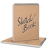 Coolzon A4 Sketchbook Spiral Drawing Paper, 2 Packs A4 Watercolor Pad Sketchbook for Bana Baholo A4 Sketchbook for Drawing Free Acid, 30 Sheets