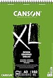 Canson XL ドローイングパッド デッサンディン A3 滑らかな微細穴スパイラル 29,7x42 cm 50 枚 160 gr