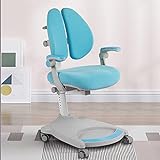 Silla de escritorio ergonómica para niños, con 5 ruedas, asiento y respaldo ajustables por separado, asiento ergonómico para niños, soporte lumbar ajustable, altura regulable (azul)