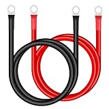 Zocipro 2Pcs 70cm Cables Bateria Coche, 12V 16mm² 5AWG Cable Bateria Rojo y Negro de Inversor con Terminales de Anillo de Alambre de Cobre para Automóvil, Camión, Moto, RV, Marino
