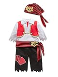 IEFIEL Disfraz de Pirata Niño Traje de Pirata de Fiesta Halloween Carnaval Disfraz de Bucanero Cosplay Costume Conjuntos Niño 1-6 años Rojo 2-3 años