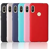 OUREIDOO 6X Funda para Xiaomi Redmi Note 6 Pro, Carcasa Suave Mate en Silicona TPU - Soft Silicone Case Cover - 6 Fundas de Colores, Negro + Rojo + Azul Oscuro + Rosa + Azul Cielo + Translúcido