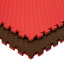 JOWY Lote 20 Unidades Estructura Tatami Puzzle con más Densidad para Gimnasio Artes Marciales Judo | Suelo Tatami Profesional 25mm Color Rojo y Negro Reversible