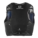 Salomon Adv Hydra Vest 4 Chaleco para correr con Flask incluido Unisex, Comodidad y estabilidad, Rápido acceso a la hidratación, Simplicidad, Black, M