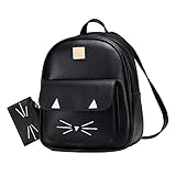 VARMHUS अवकाश बैकपैक प्यारा बिल्ली मिनी स्कूल बैग, महिलाओं या लड़कियों के लिए (काला, 31 * 25 * 13 सेमी)
