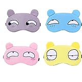 Set of 4 Cute Cartoon Sleeping Eye Masks Soft Fluffy Eye Masks Rest Goggles Eye Masks Travel Pjamas Pajamas Nā Keiki Kaikamahine Wahine.