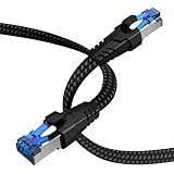 Nixsto Cat 8 Cable Ethernet 10 metros, 40Gbps 2000MHz Alta Velocidad Cable de Red, RJ45 Gigabit Cable Lan, Plano POE Trenzado de Nylon Cable Internet, Compatible con PC, TV, Modem, Regalo para Gamer