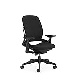 Steelcase Leap Chaise de bureau ergonomique avec hauteur, support lombaire et accoudoirs réglables, mécanisme d'inclinaison, revêtement confortable en tissu noir