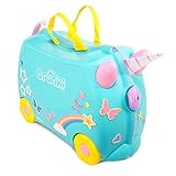 Otroški kovček Trunki – otroški kovček – otroška ročna prtljaga – kovček za vožnjo z enim samorogom (Teal Blue)