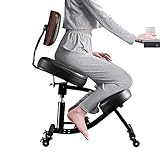 YOOTMEEN Silla de equilibrio con respaldo, silla de rodillas con ruedas, mejora la postura sentada con altura y ángulo ajustables, YDM-1458-2D