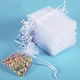 WQOE Bolsas de organza blancas, 100 unidades, 7 x 9 cm, bolsas pequeñas de organza para lavanda, boda, regalo, bolsas de regalo
