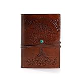 5 x 7 Tree of Life Handmade Leather Journal, Ekri Kaye / Bound Jounal Kaye pou Gason ak Fi Papye Unlined, gwosè Mwayen