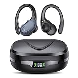 Li-headphones tse se nang mohala, Bluetooth 5.3 Sports Headphones with Ear Hook, 60H Playtime, LED Display, ENC HD Call, Deep Bass, Comfortable Fit, IPX7 Waterproof(Black).