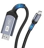 Atvoiti Câble USB C vers HDMI 4K, câble tressé USB Type-C vers HDMI 4K [compatible Thunderbolt 3/4] pour MacBook Pro/Air, Pixelbook, Surface Pro, Pad Pro, Dell XPS, G,alaxy S20 S10+ et plus (2M )