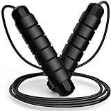 Beentop Comba Crossfit con Cuerda Ajustable y Rodamientos Negro - Comba 2.8M longitud para Adultos y Niños con Mango de Espuma Antideslizante - Cuerda Saltar de Acero con PVC.