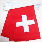 AZ FLAG Guirnalda 6 Metros 20 Banderas de Suiza 21x15cm - Bandera Suiza 15 x 21 cm - BANDERINES