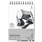 Winsor & Newton Paper - Spiral Sketch Paper Pad, Extra White 110g A5 50 Sheets