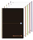 Oxford Black N'Colours - Cuaderno - 4 Agujeros, Tapa Plástico, 80 Hojas, A4, 5 x 5, Negro