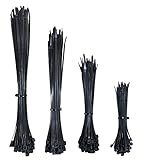 Plastične vezice za kable (200 enot). Izbor plastičnih kabelskih vezic v 4 različnih merah, črne barve. Kvaliteten in odporen