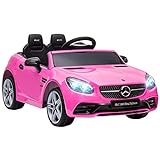 AIYAPLAY Elbil Mercedes SLC 300 12V til børn 3-6 år med fjernbetjening LED Forlygter Horn Musik TF USB og Døråbning 3-5 km/t 107x62,5x44 cm Pink
