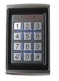 Jandei - ການຄວບຄຸມການເຂົ້າເຖິງປຸ່ມກົດອັດຕະໂນມັດໂດຍໃຊ້ 125 Khz RFID Accessory ຫຼື PIN, Backlit ຕົວເລກ. IP67 ກາງແຈ້ງທີ່ຖືກຕ້ອງ, ສໍາລັບທາງເຂົ້າທຸລະກິດ, ຮ້ານຄ້າ, ສາງ, ອາຄານ. ສີເງິນ