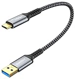 SUNGUY USB Tipo C a USB 3.1 Gen 2 Cable Corto 0.3m 10Gbps Cable de Datos y Cable de Carga Rápida 3A Compatible con Samsung Galaxy S21, SSD, Android Auto