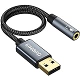 KiWiBiRD USB-адаптер аудиоразъема 3,5 мм, внешняя звуковая стереокарта, адаптер для наушников, динамиков и микрофонов, 4 полюса TRRS, совместимый с MacBook, PS4, Windows PC, Raspberry Pi
