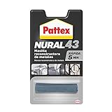 Pattex Nural 43 Masilla reconstructora de metales, masilla adhesiva para restaurar piezas metálicas, masilla gris para grietas, agujeros, fisuras y uniones, 1 x 48 g