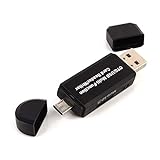 REY Adaptador OTG USB y Micro USB Multifunción con Lector de Tarjetas de Memoria SD y Micro SD