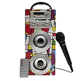 Biwond JoyBox Karaoke Altavoz 10W + Micrófono (Bluetooth TWS, Mando IR AUX, Radio FM, Tarjeta SD, USB, Pantalla LED) – Picasso