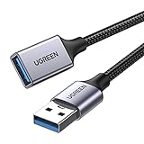 UGREEN Cable Alargador USB 3.0 Cable Extension USB Tipo A Macho a Hembra Extensor 5 Gbps para Ordernador, Disco Duro Externo, Impresora, Ratón, Teclado, Hub, Pendrive, Mando de PS3, VR Gafas (0.5M)