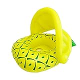 Vindany Flotador Hinchable para Bebé - Flotador para Bebé Piscina Barca Niños de Piscina con Asiento Toldo Ajustable Juguetes de Natación en Agua para 6-36 Meses (Yellow Pineapple)