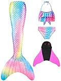 DNFUN Girls Mermaid Tail Baddräkt med sjöjungfrufena för simning