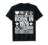 Nacido en 1976 Contenido Advertencia Etiqueta Código de barras cumpleaños Camiseta