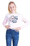 Disney Girls Stitch Sweatshirt, Girl Short Sweatshirt, Girls Crop Top Sweatshirt, Girls Stitch Things, Girls Uwe 7-14 years (9-10 years, Beige/Pink)