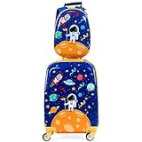 COSTWAY Walizka dziecięca, bagaż podróżny z plecakiem, bagaż dziecięcy, plecak i zestaw walizek, dziecięca walizka podróżna na kółkach, dziecięce walizki kabinowe na kółkach