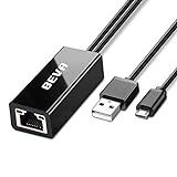 BEVA Adaptador USB Ethernet, Micro USB a RJ45 Adaptador de Red LAN con Cable de Alimentación USB 2.0 para Google Chromecast 3/ Ultra/ 2/1/ Audio