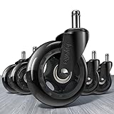 Joyvita Office Chair Casters 11x22 mm (5 Pieces), Office Casters for Furniture Universal Replacement Silent Swivel Casters 75mm (3'') - MAX 250kg