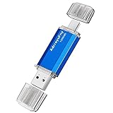 Memoria USB C 128GB, 2 en 1 OTG Tipo C Pendrive 128 Gigas USB 2.0 Flash Drive Portátil Pen Drive Mini USB Stick para Smartphones, Tabletas, PC, Almacenamiento DE Datos Externo Etc (Azul)
