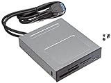 ICY BOX Panel Frontal USB con Lector de Tarjetas Interno, instalación en bahía de 3,5 Pulgadas (Floppy), USB 3.0, SD, microSD, CF, MS, plástico, Color Negro