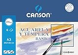Canson Acuarela Basik, Minipack A3, 6 Hojas 370g