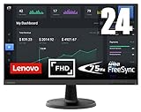 Lenovo D24-40 - Monitor 24' FullHD (VA, 75Hz, 4ms, HDMI, VGA, Cable HDMI, FreeSync) Ajuste de inclinación - Negro