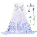 LiUiMiY Elsa Disfraz de Princesa para Niña Vestido con Accesorios para Navidad Carnaval Fiesta Blanco, 4-5 Años (Etiqueta 120)