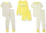 Spotted Zebra Conjuntos de Pijama ceñidos de algodón Niño, Pack de 6, Gris/Amarillo, Mono/Plátanos, 6-7 años