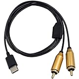 Duttek Cable de audio USB C a 2 RCA, USB tipo C macho a 2 RCA hembra, adaptador divisor en Y para dispositivos USB-C 80 cm/2.6 pies