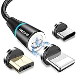 AVIWIS Cable USB Magnético, Multi 3 en 1 Cable Magnetic de Carga Cargador Iman con Adaptador Micro USB Tipo C IP Compatible con Android Galaxy, Xiaomi, Huawei, Honor (2M, Negro)