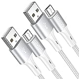 RAVIAD Cable Micro USB [2Pack 2M] 5V/3A Carga Rápida Cable Android Duradero Nylon Cable Cargador Movil Compatible con Samsung Galaxy S7 S6 Edge S5 J7 J5 J3 A10 A6, Huawei, HTC, LG, Redmi, Kindle